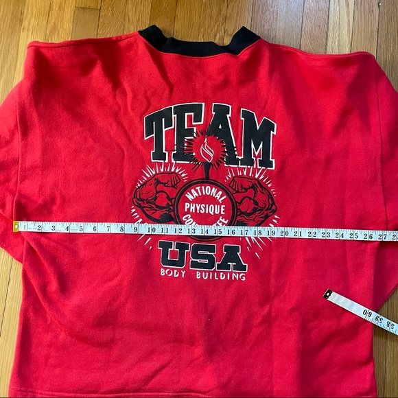 Vintage National Physique Committee Team USA Bodybuilding Sweatshirt Red XXL - Picture 7 of 8
